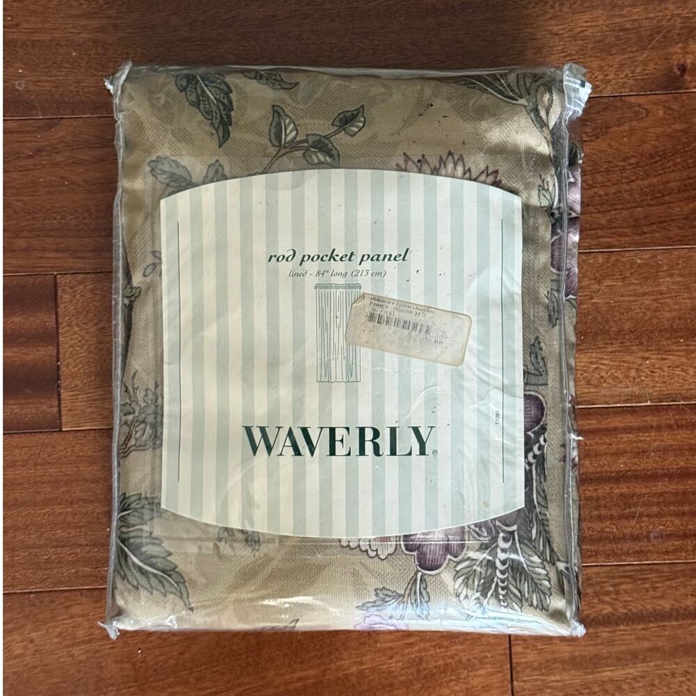 NWT Waverly Drapery Rod Pocket Panel 52 x 84 Mandalay Camel Botanicals Lined